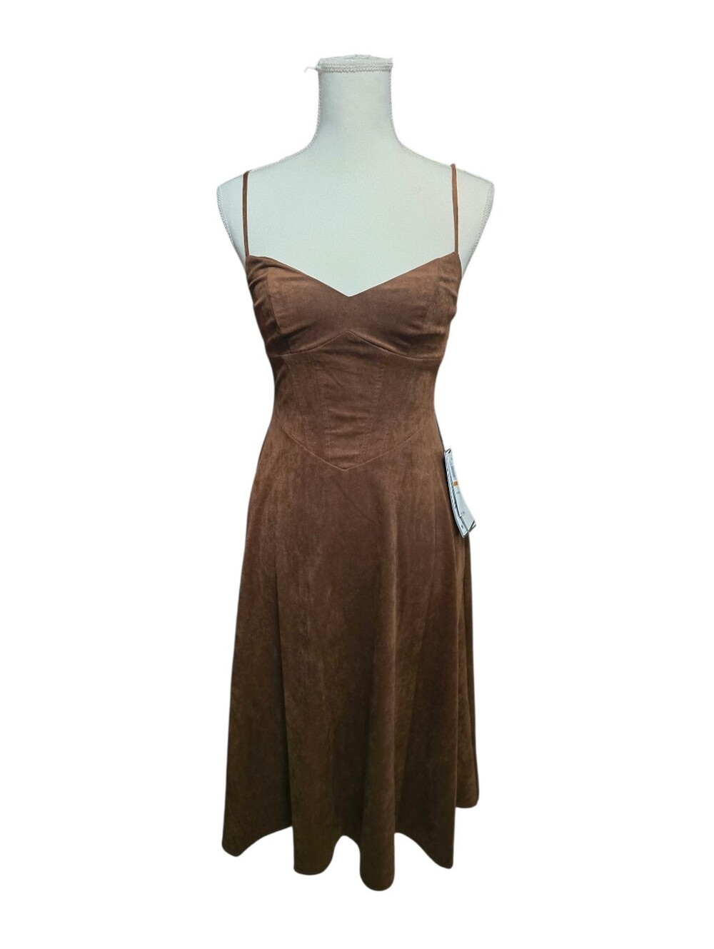 Brown Suede Midi Dress